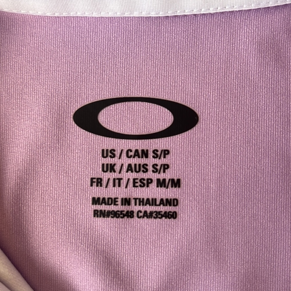 Oakley Orchid Purple Print Golf Polo Short Sleeve Performance Top S - Picture 7 of 10